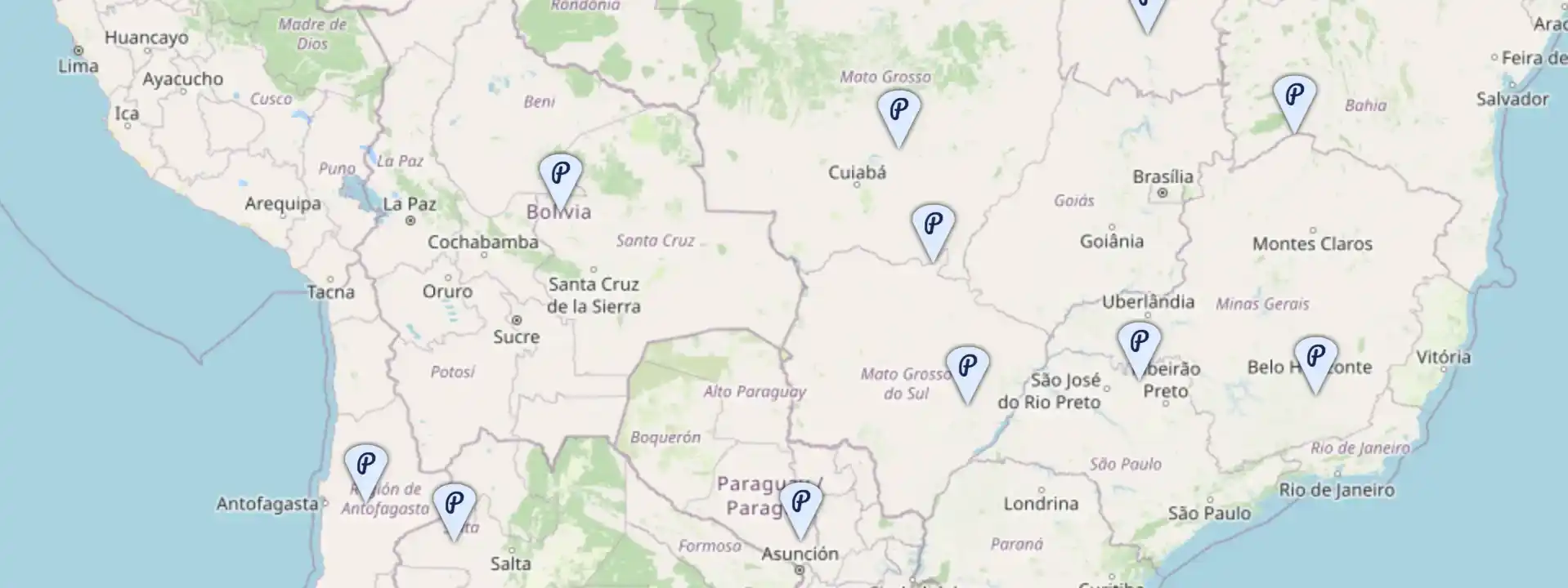Mapa com as regiões onde o ministério já atuou